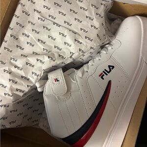 Fila Men's White Sneakers with Red and Blue Accents